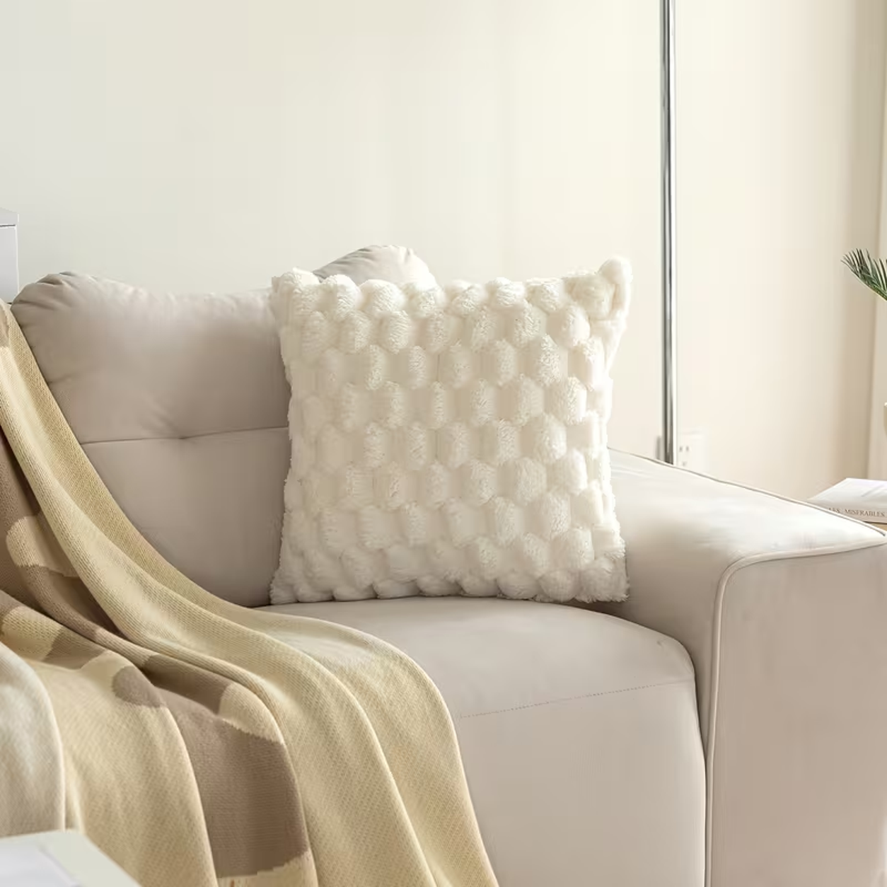 Plush Throw Pillow Cover- White
