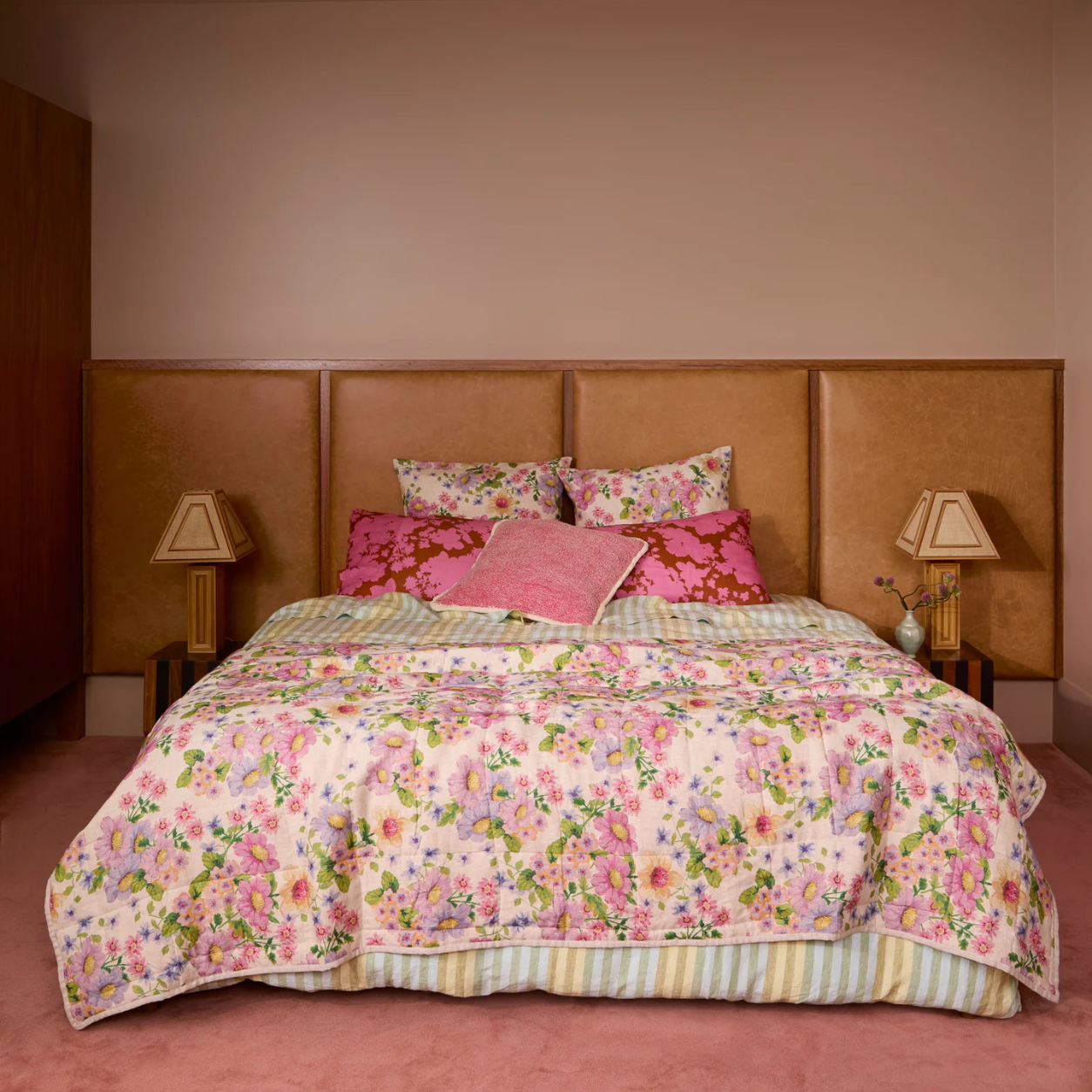 Blush Gardenia Floral Pillow Cases