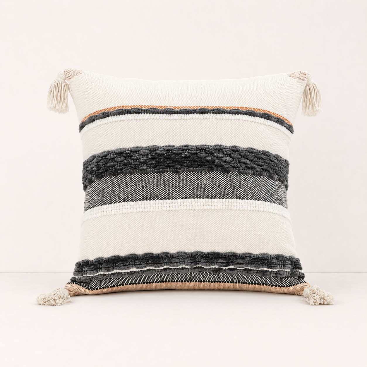 Artistic Boho Throw Pillow Cover - Black
