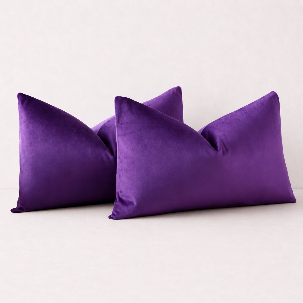 Solid Velvet Lumbar Pillow Cover- Purple