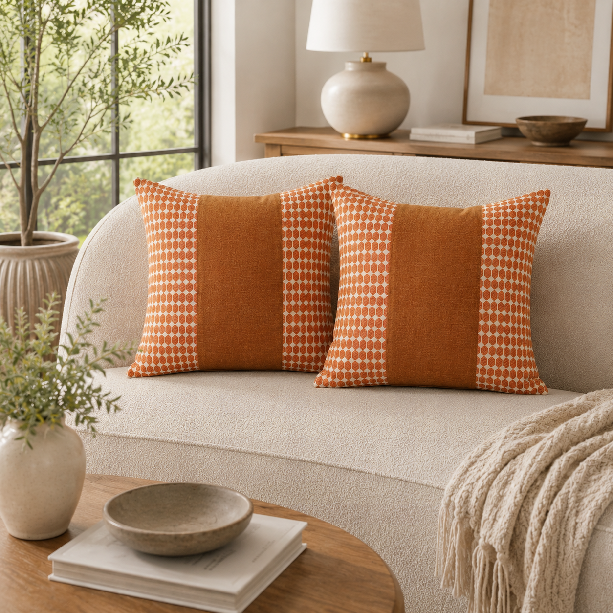 Orange Geometric Pillow Cover Set