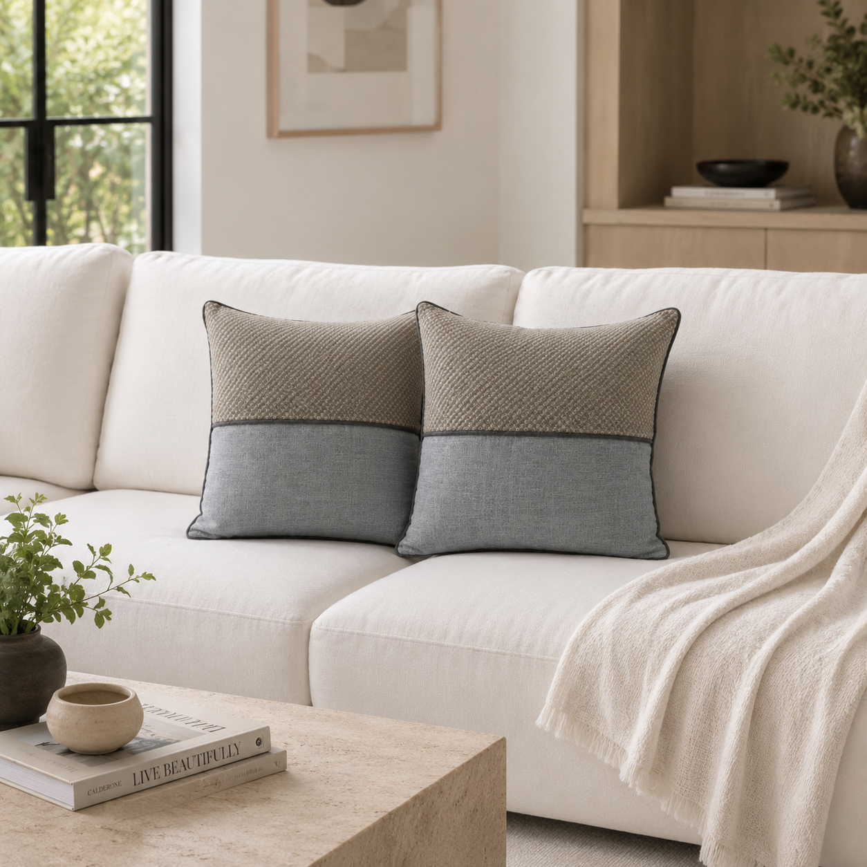 Textured Taupe-Grey Pillow Cover