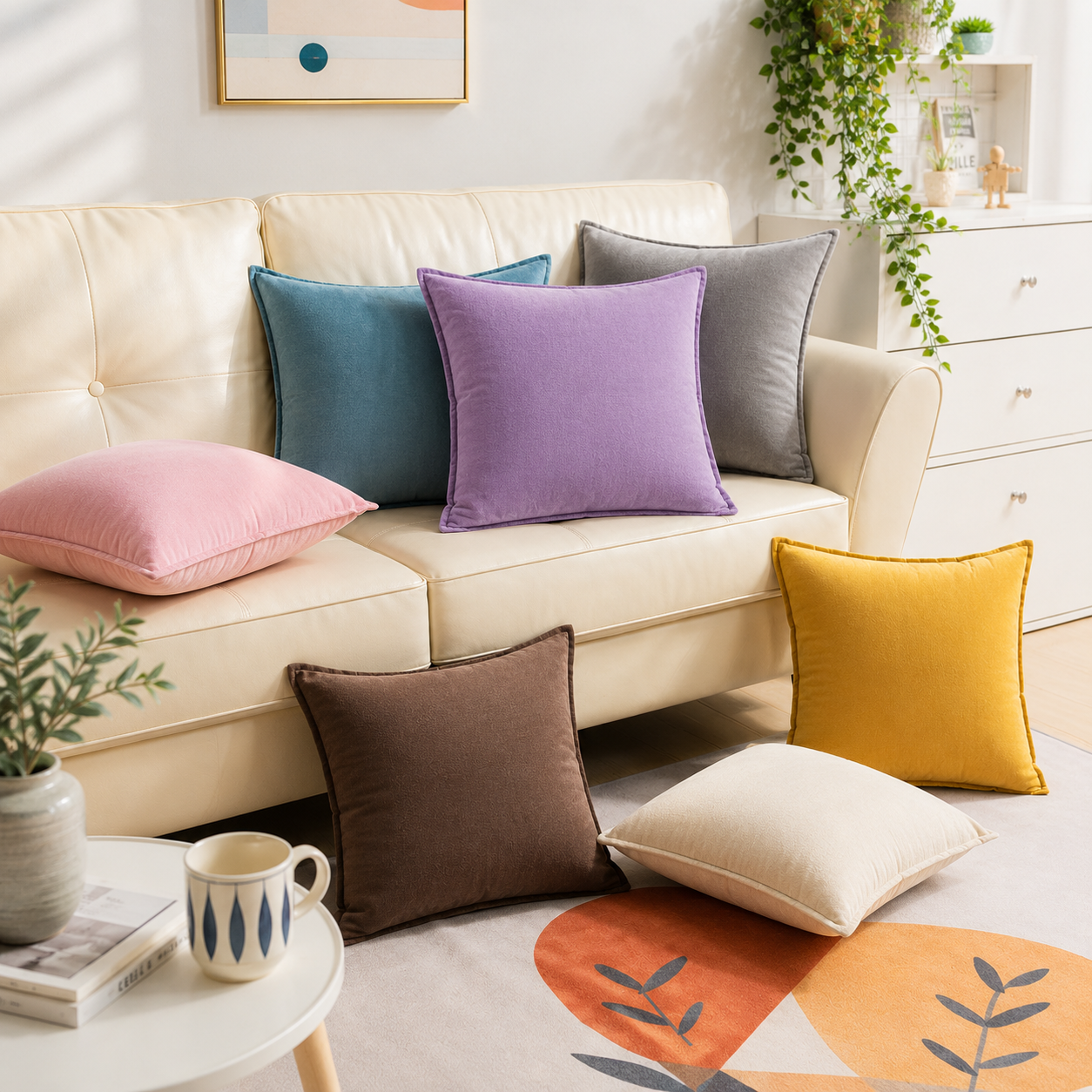 Soft Velvet Sofa Pillow Cover - Purple