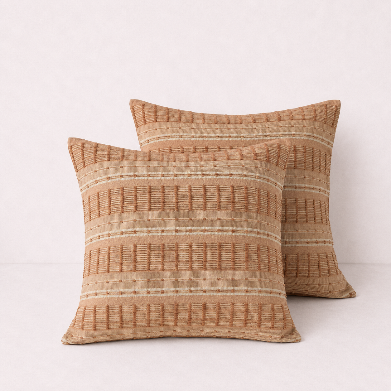 Textured Grid Stripe Decorative Throw Pillow Cover- Orange