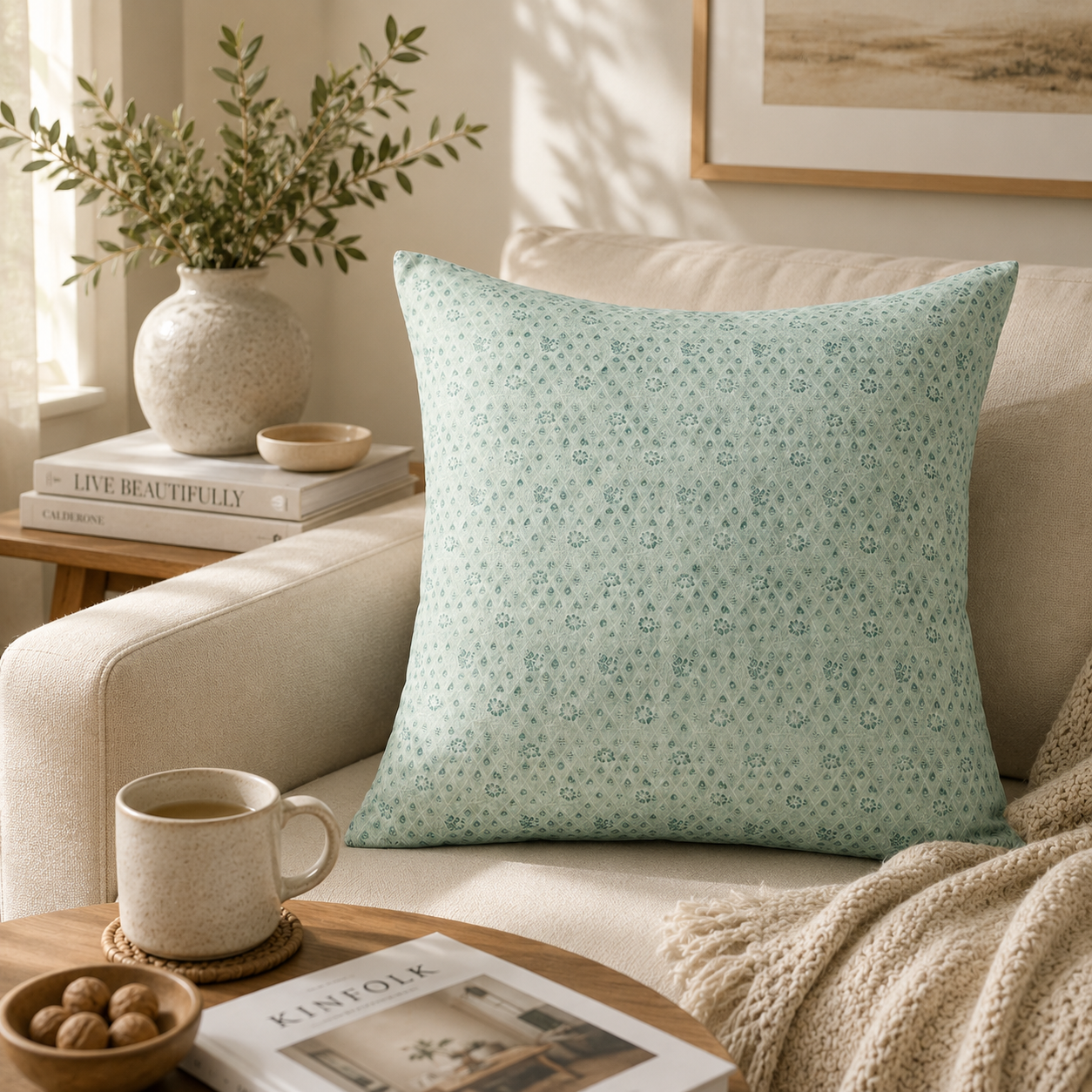 Geometric Floral Decorative Throw Pillow Cover