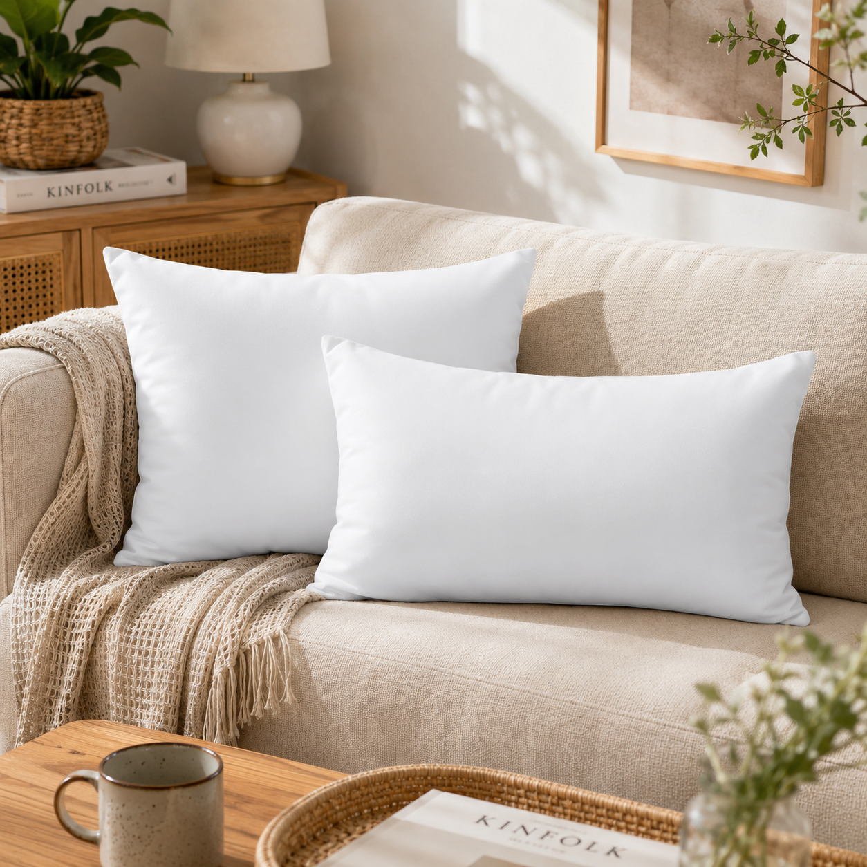 Solid Color Throw Pillow Cover Velvet - White