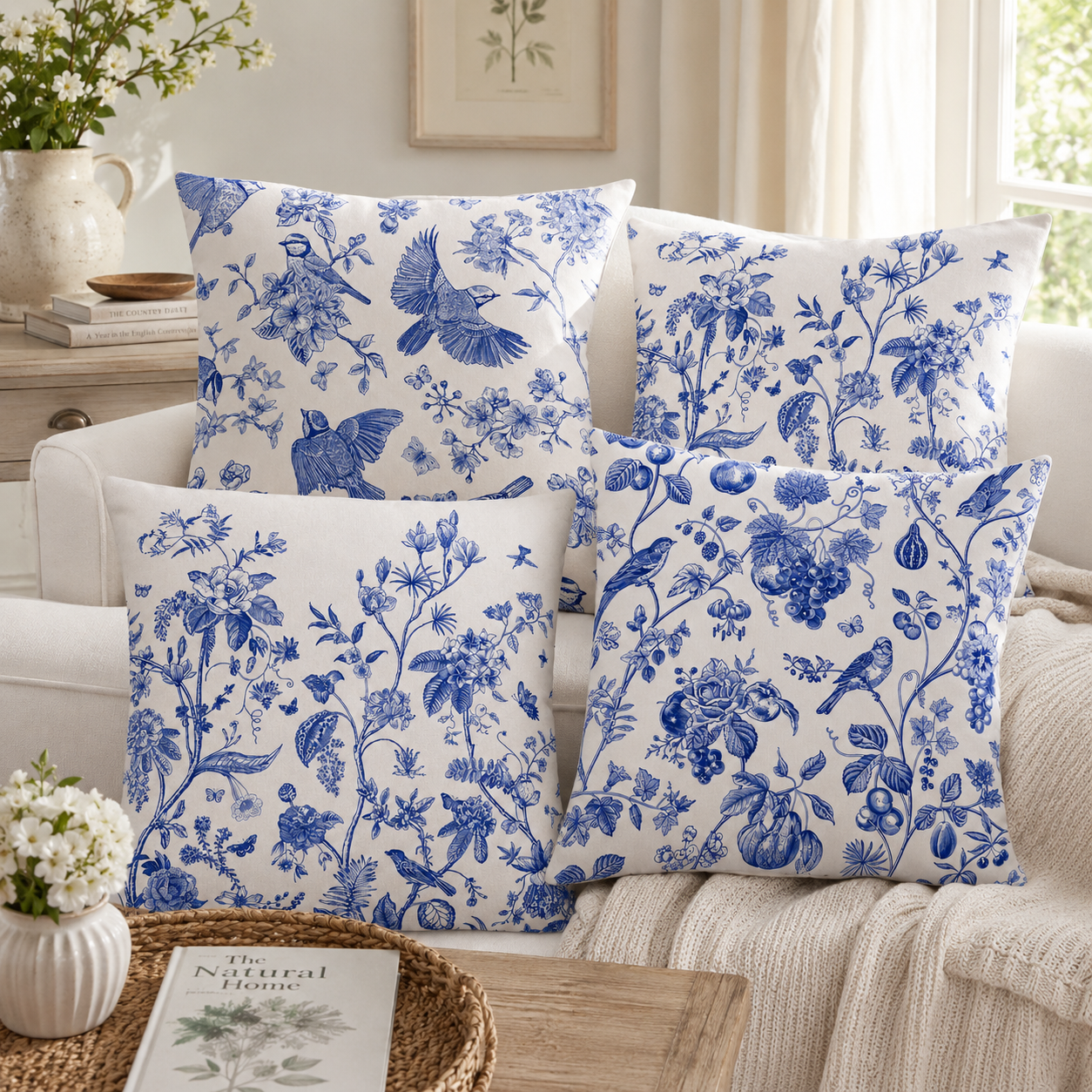 Elegant Blue Garden Pillow Cover - Berryvine