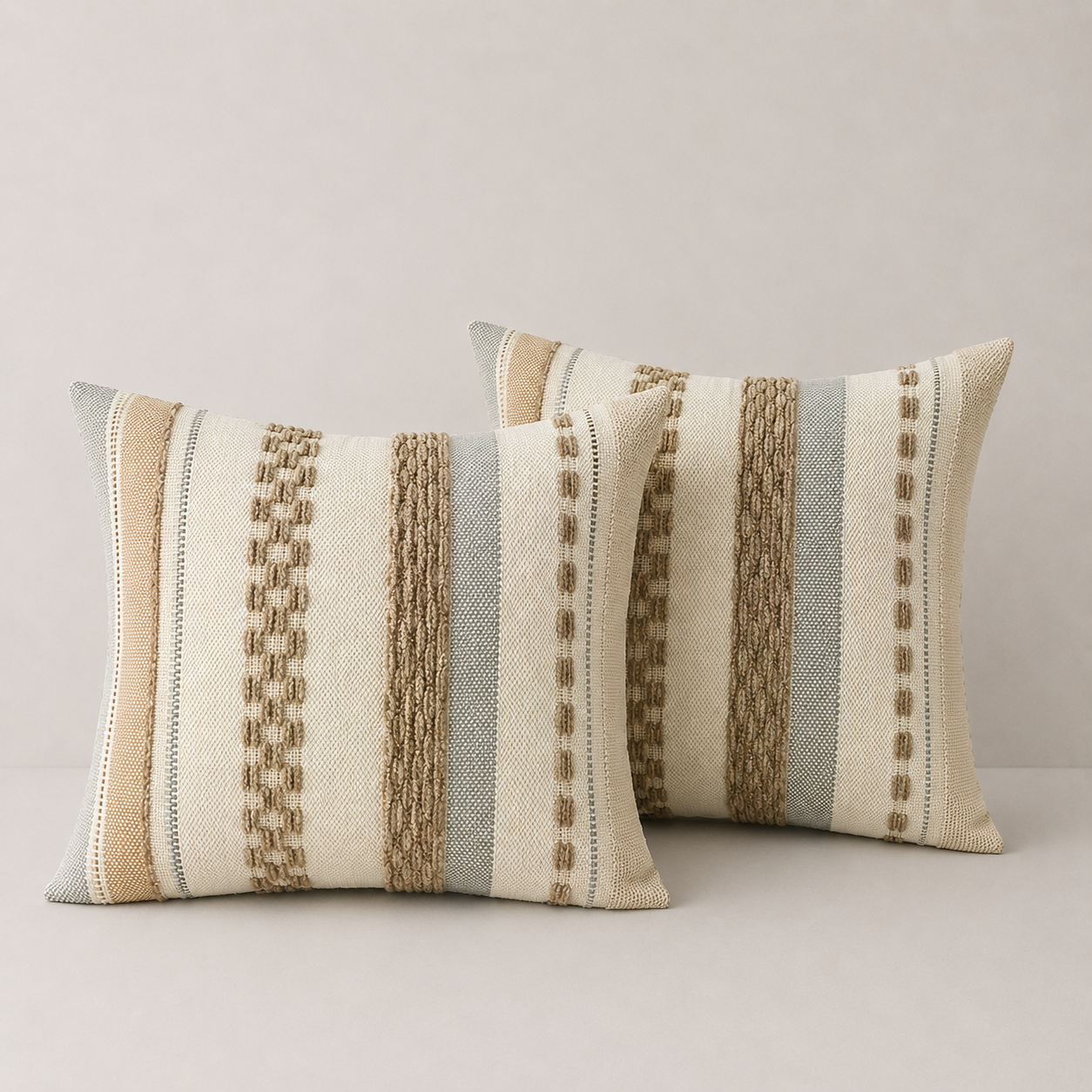 Textured Boho Chenille Pillow Cover - Khaki