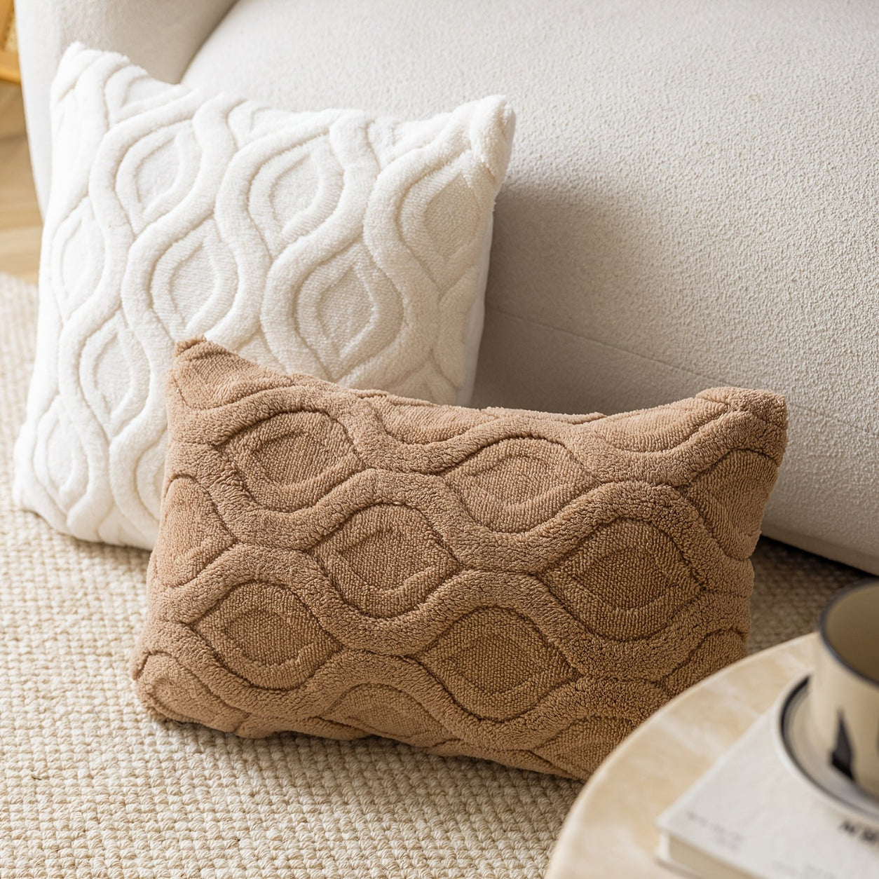 Boho Abstract Throw Pillow Covers - Brown