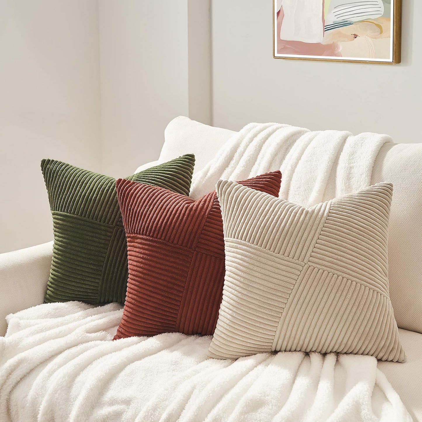 Spring Boho Corduroy Pillow Cover - Rust