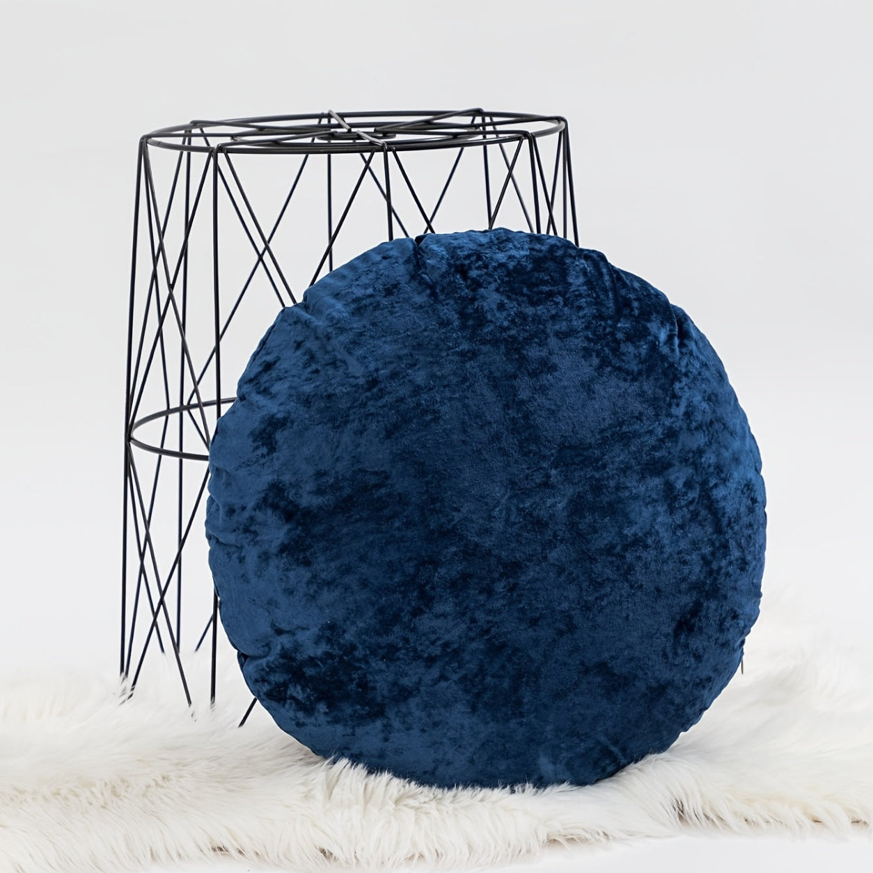 Modern Round Throw Pillow Cover Style -Blue