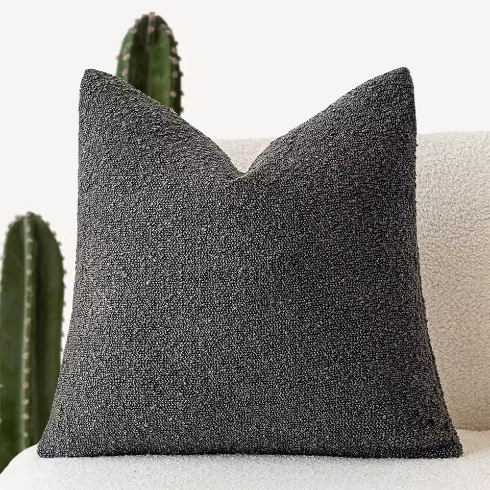 Soft Tufted Tassel Pillow Cover - Black