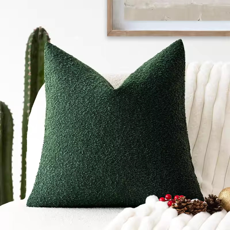 Soft Tufted Tassel Pillow Cover - Green