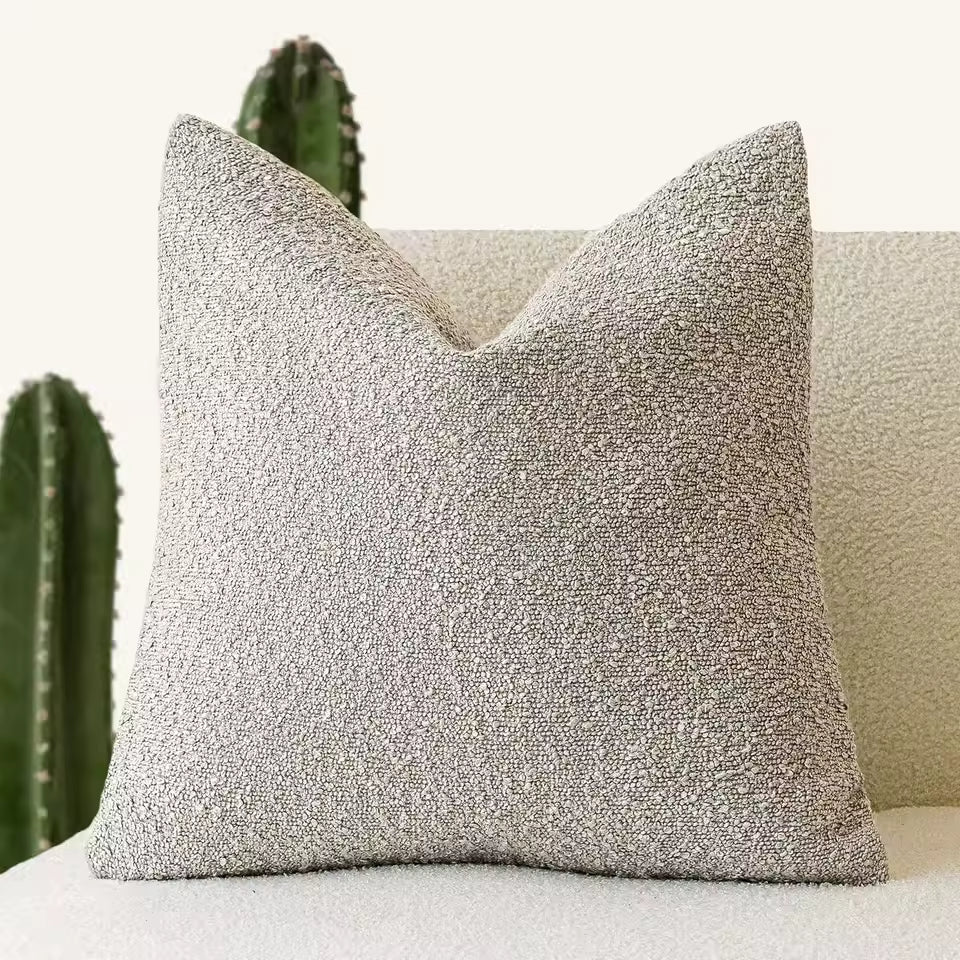 Soft Tufted Tassel Pillow Cover - Light Grey