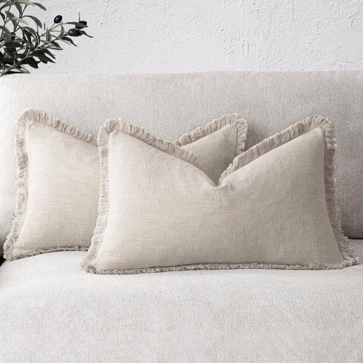 Soft Tassel Throw Pillow Cover- Beige