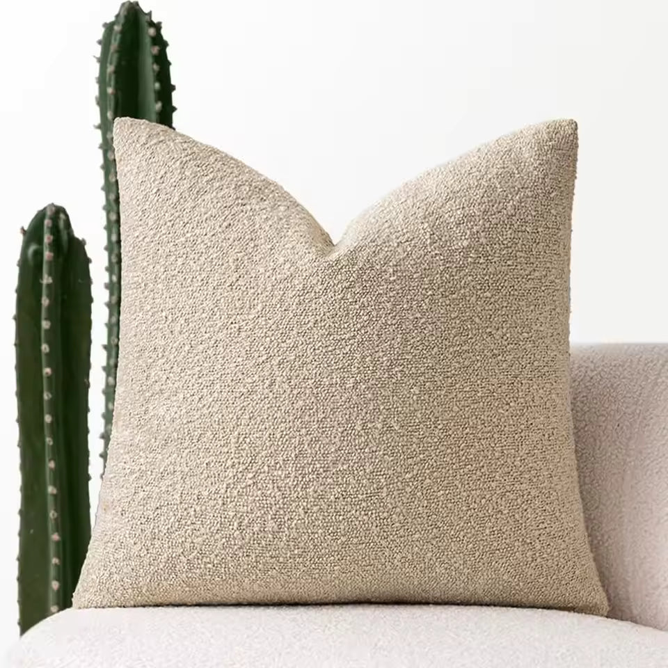 Soft Tufted Tassel Pillow Cover - Beige