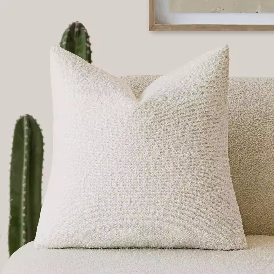 Soft Tufted Tassel Pillow Cover - White