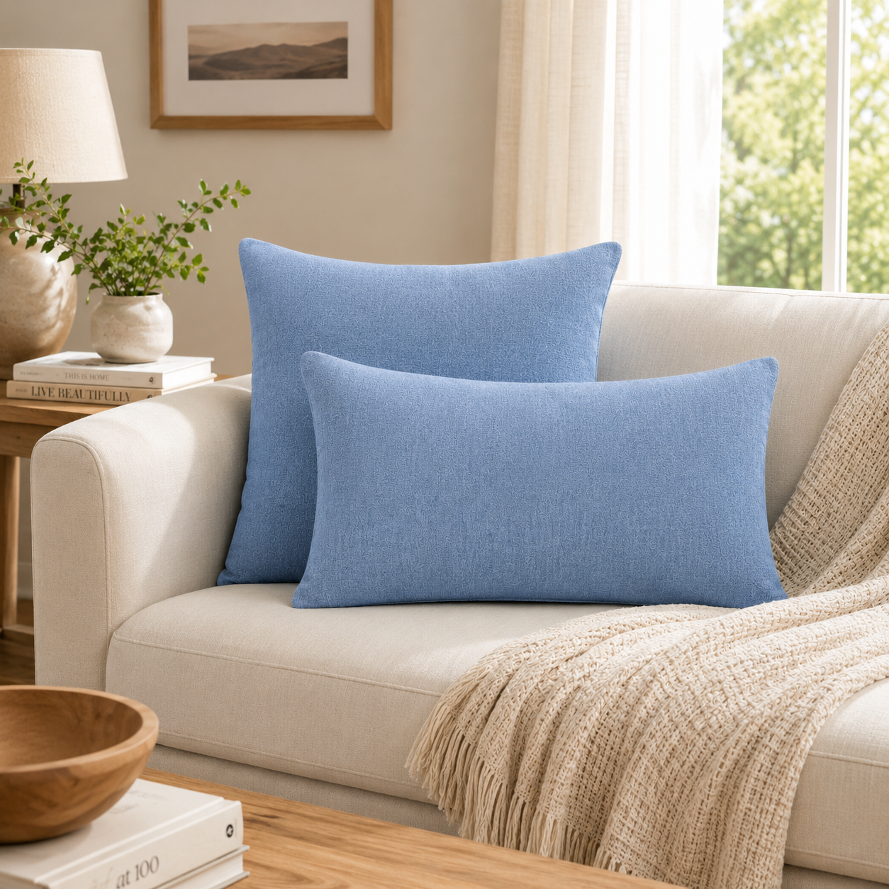 Modern Soft Pillow Cover Cushion- Sky Blue