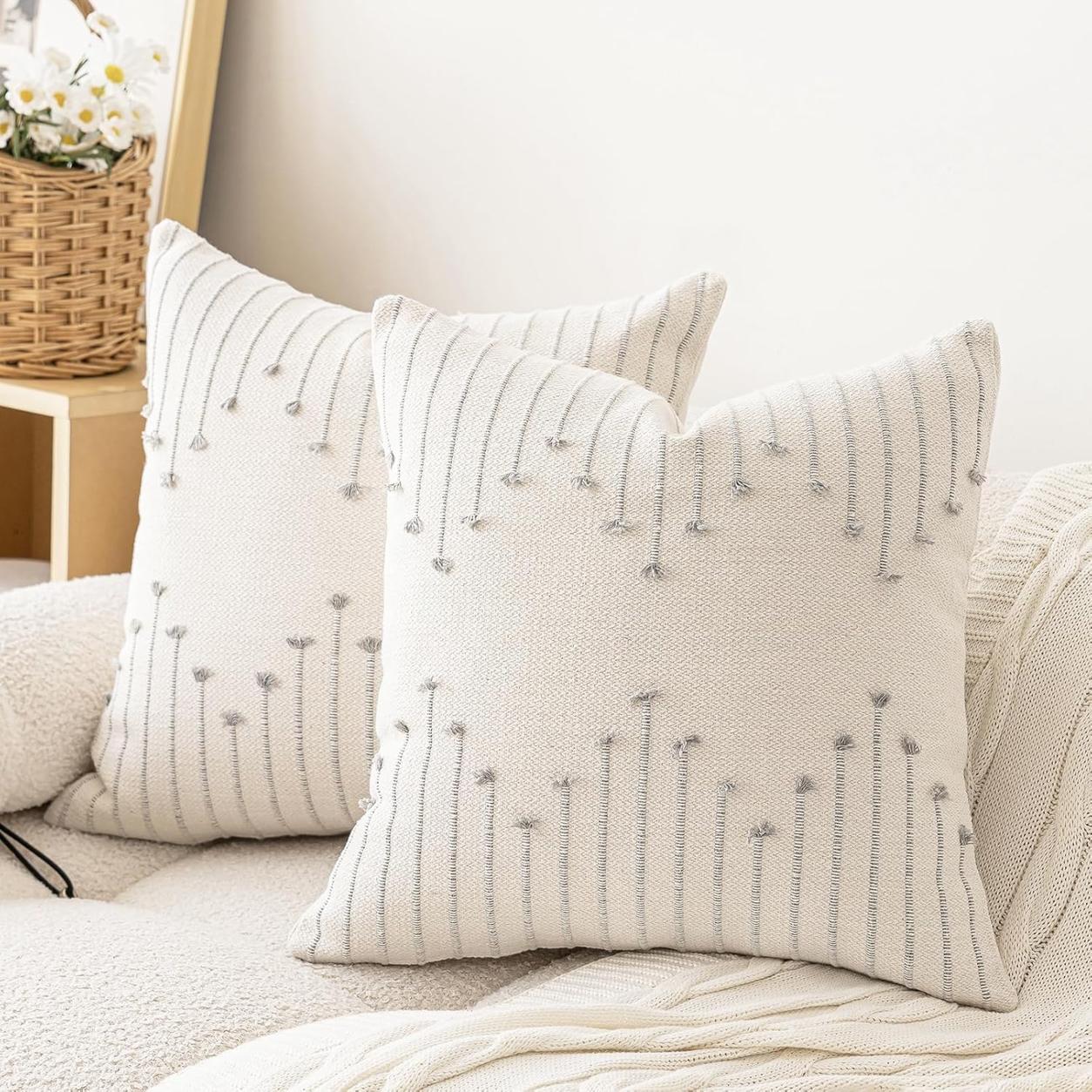 Chic Farmhouse Pillow Cover Modern Cushion - Grey