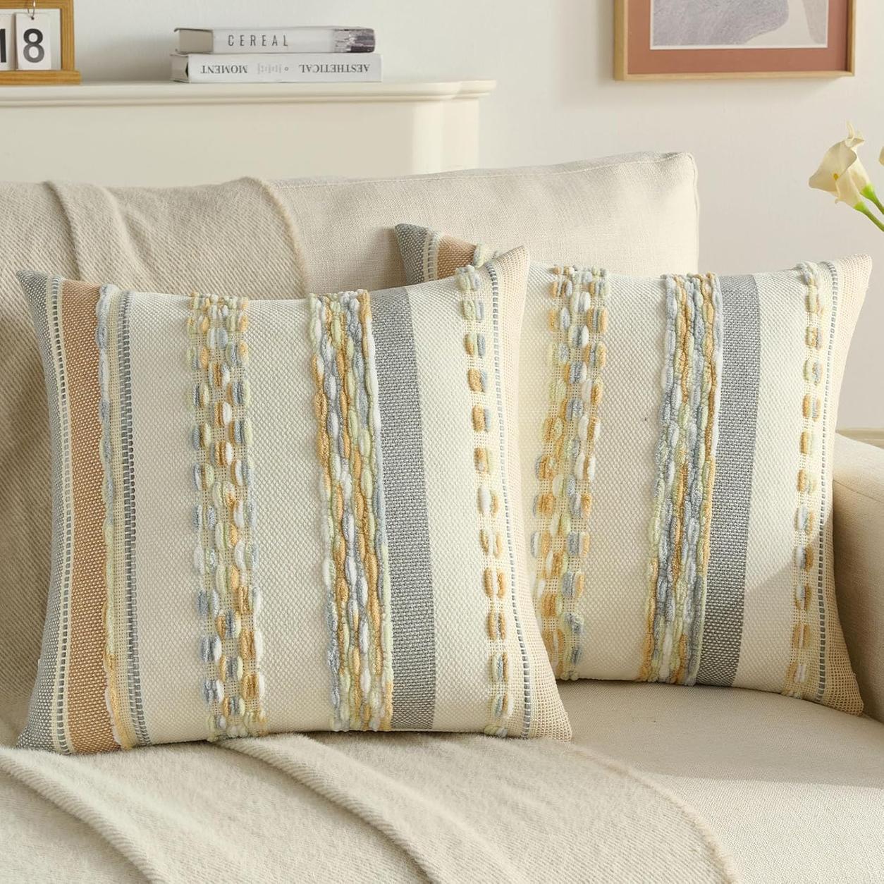 Textured Boho Chenille Pillow Cover - Cream