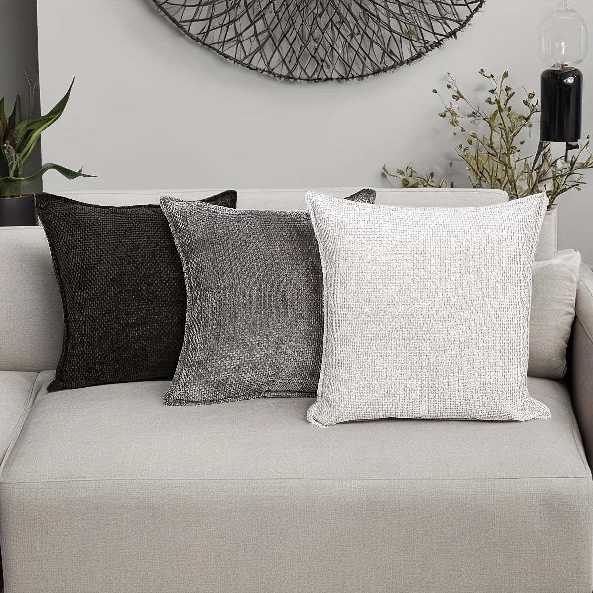 Luxury Chenille Throw Pillow Covers- Grey
