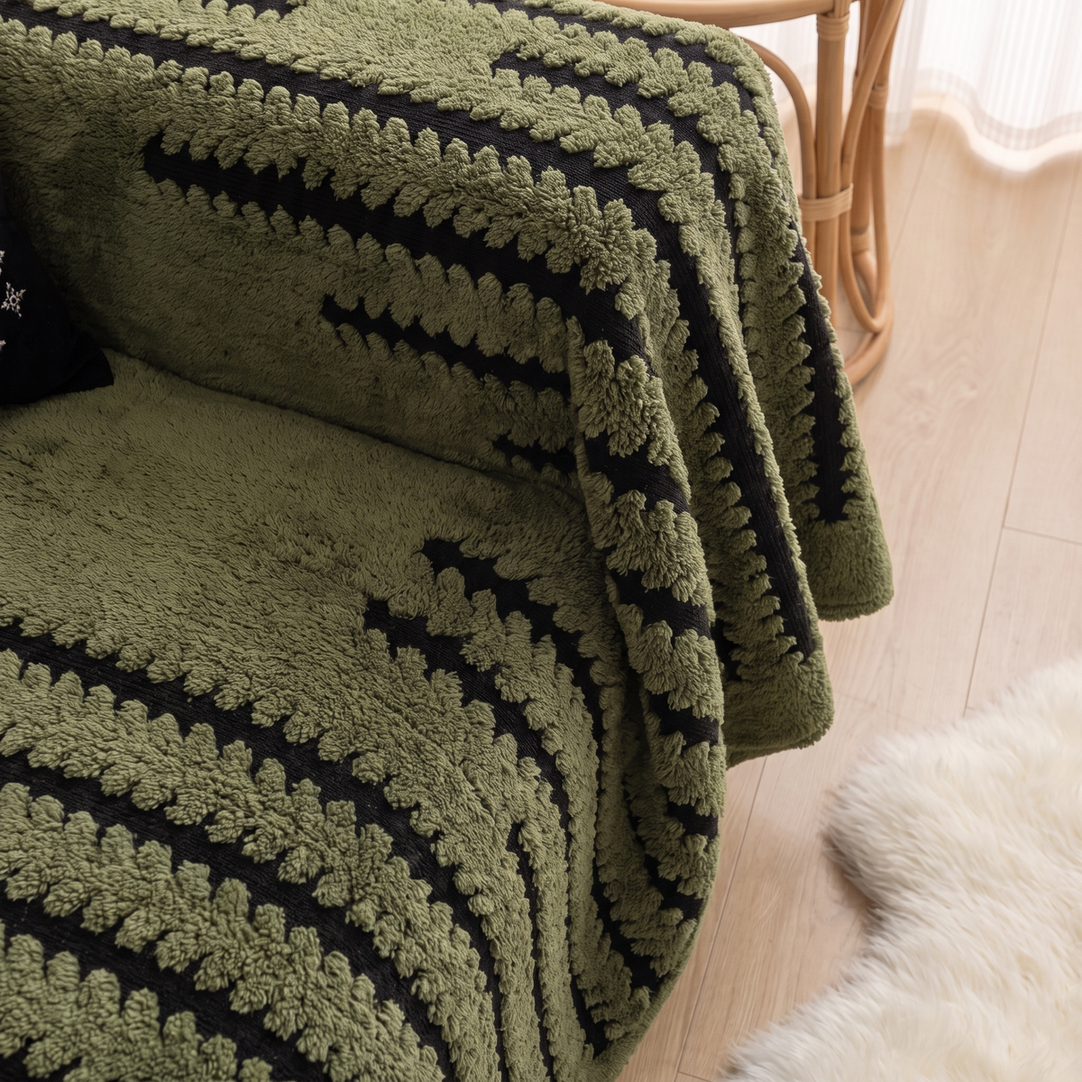Heritage Plush Tufted Couch Cover – tucked edge detail