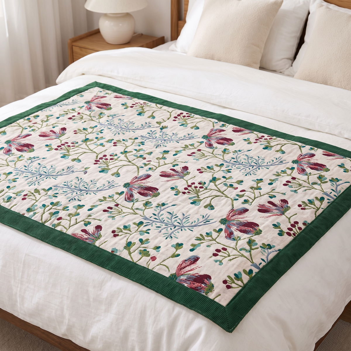 Wildflower Cotton Throw Blanket – full size laid flat
