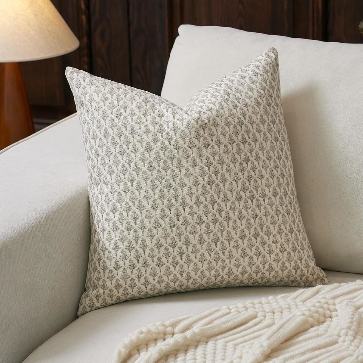 Farmhouse Style Accent Throw Pillow Cover - Light Grey