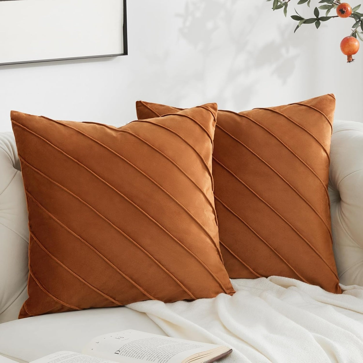 Gold Velvet Throw Pillow Cover - Burnt Orange