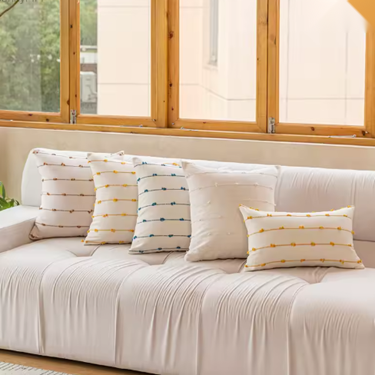 Striped Home Decor Pillow Cover - Blue