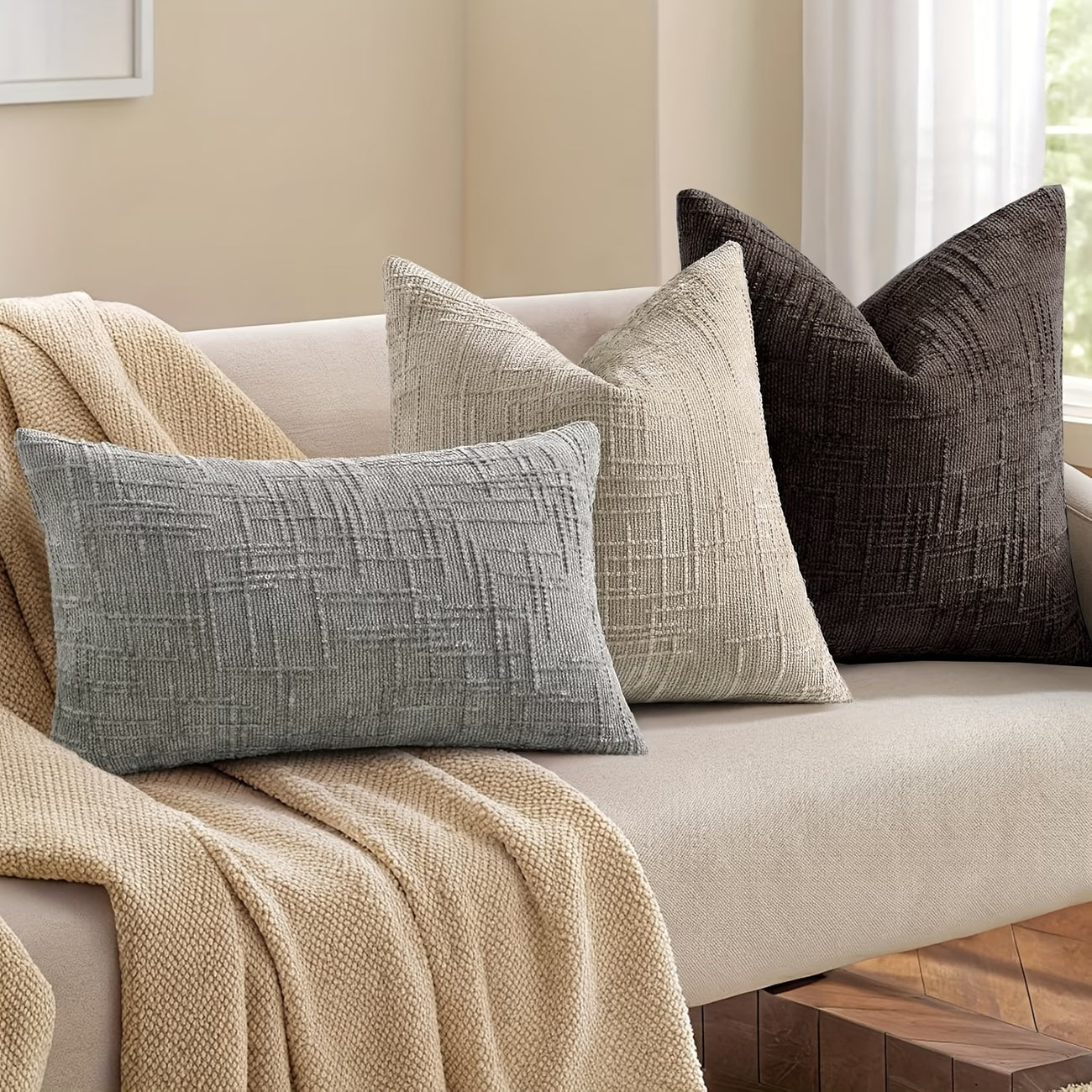 Thick Textured Slubby Couch Pillow Covers - Dark Brown