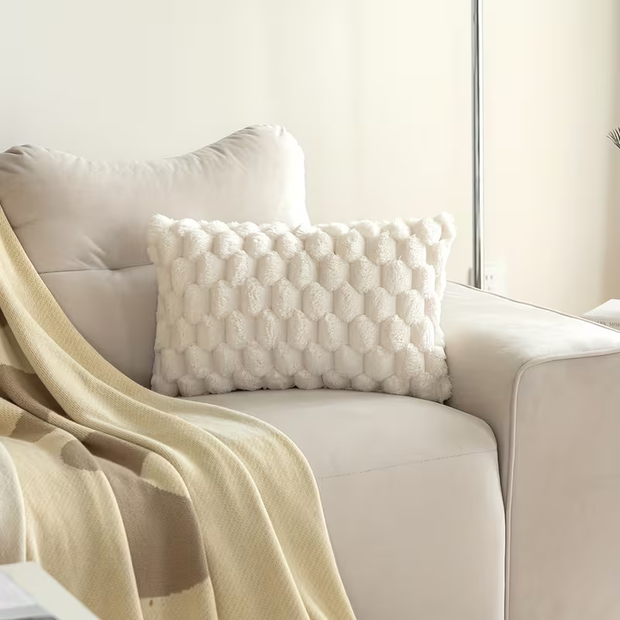 Plush Throw Pillow Cover- White