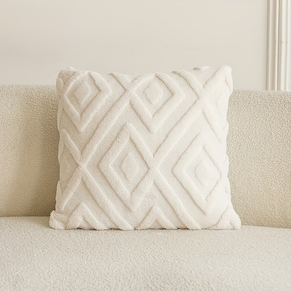 Boho Abstract Throw Pillow Cover- White