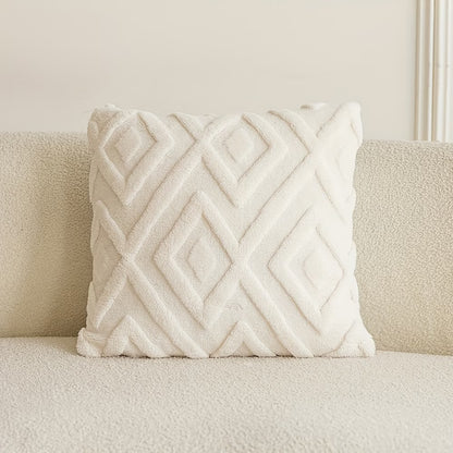 Boho Abstract Throw Pillow Cover- White
