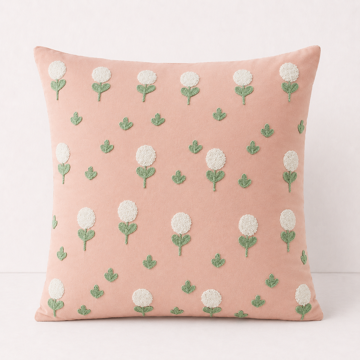 Cozy Floral Throw Pillow Cover - Pink