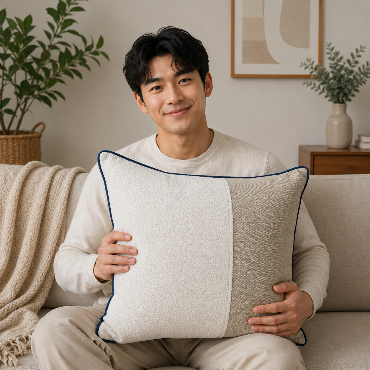 Textured Bouclé Throw Pillow Cover