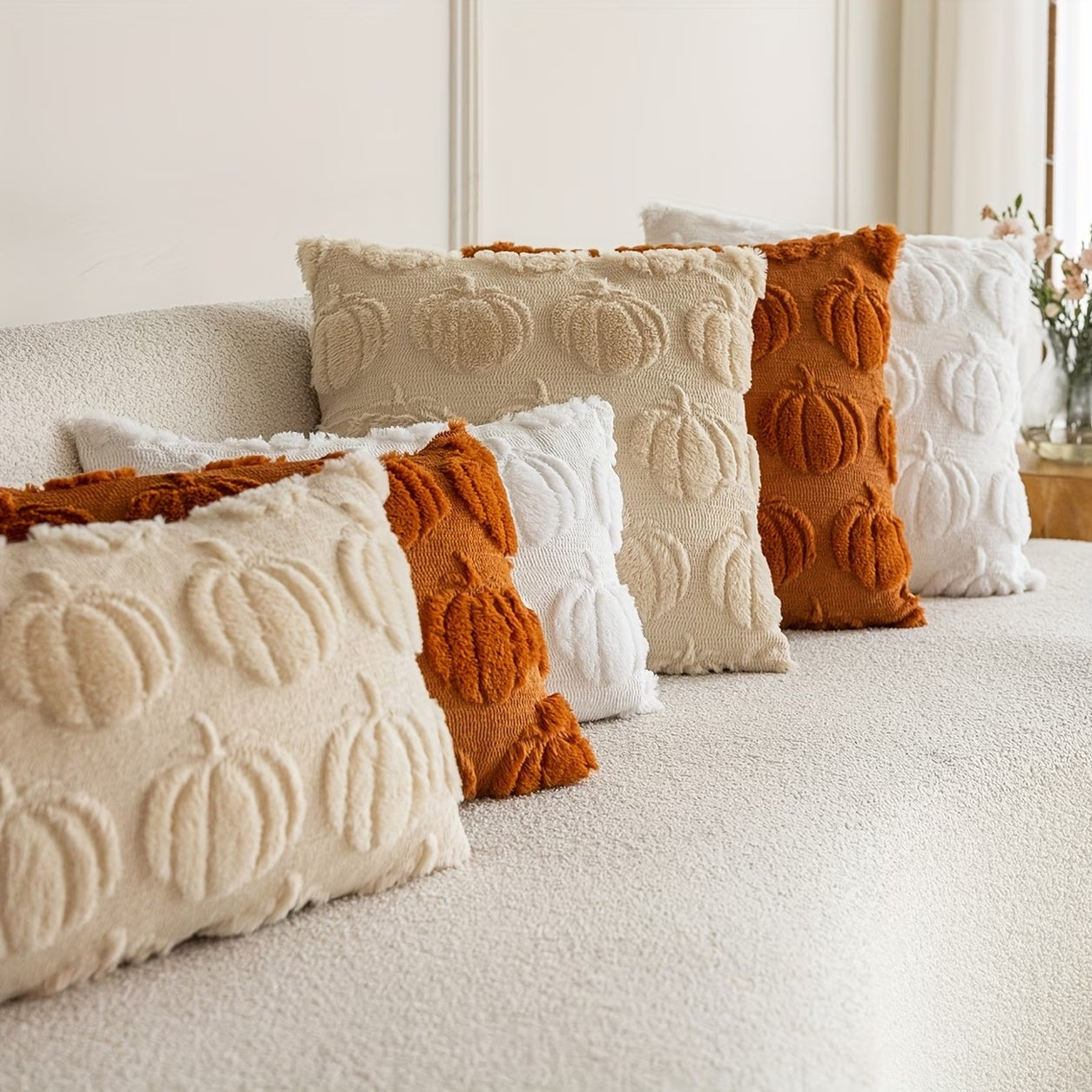Farmhouse Throw Pillow Covers- Orange