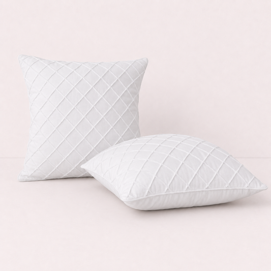Diamond Grid Throw Pillow Cover - White