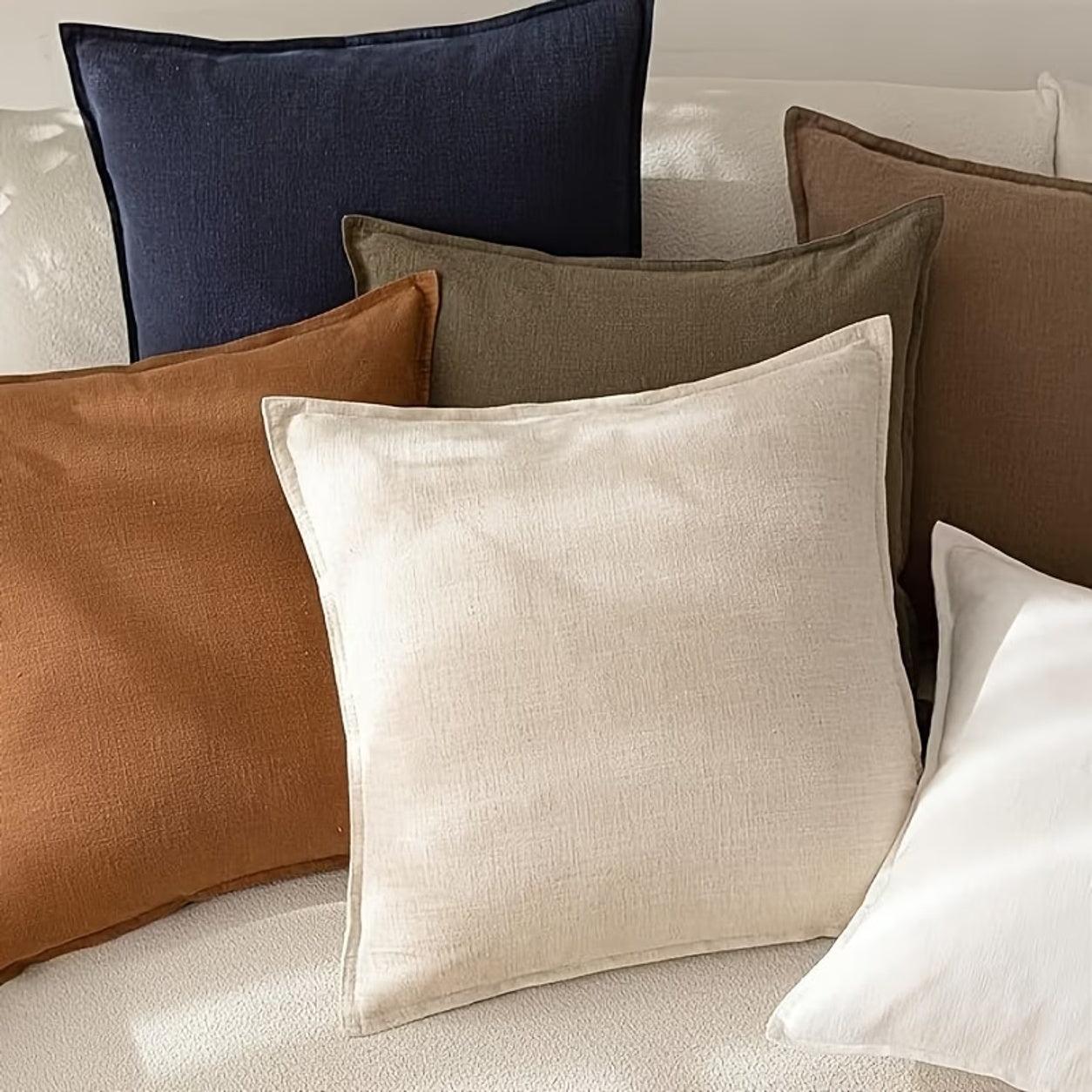 Linen Accent Cushion Cover- Brown