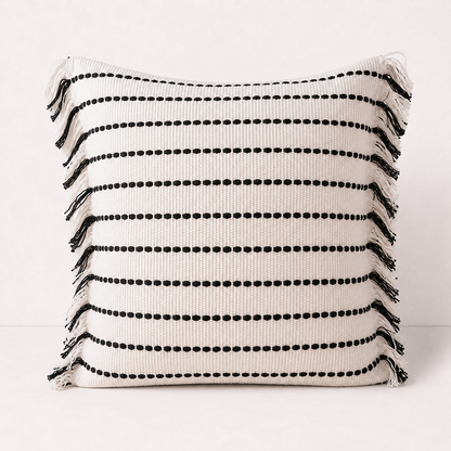 Neutral Stitch Throw Pillow Cover - Black