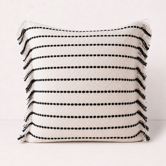 Neutral Stitch Throw Pillow Cover - Black