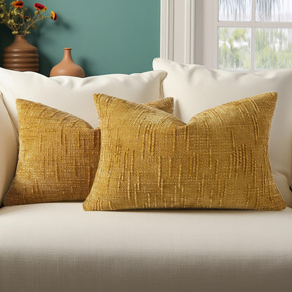 Thick Textured Slubby Couch Pillow Covers - Yellow