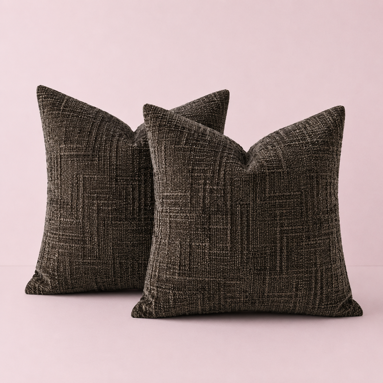 Thick Textured Slubby Couch Pillow Covers -Dark Brown