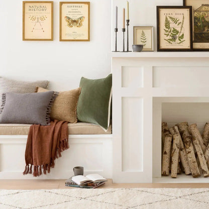Velvet/Linen Decorative Pillow Cover- Olive Green