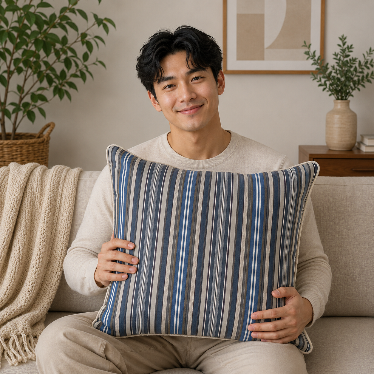 Striped Throw Pillow Cover