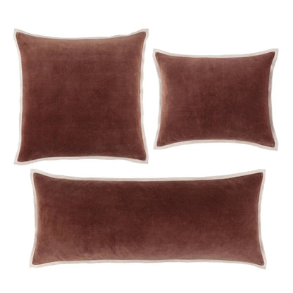 Velvet/Linen Decorative Pillow Cover- Brown