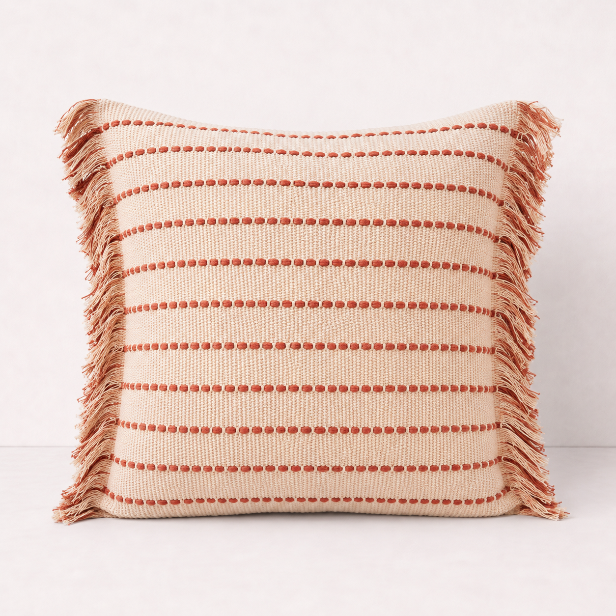 Neutral Stitch Throw Pillow Cover - Orange