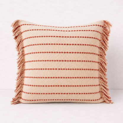 Neutral Stitch Throw Pillow Cover - Orange