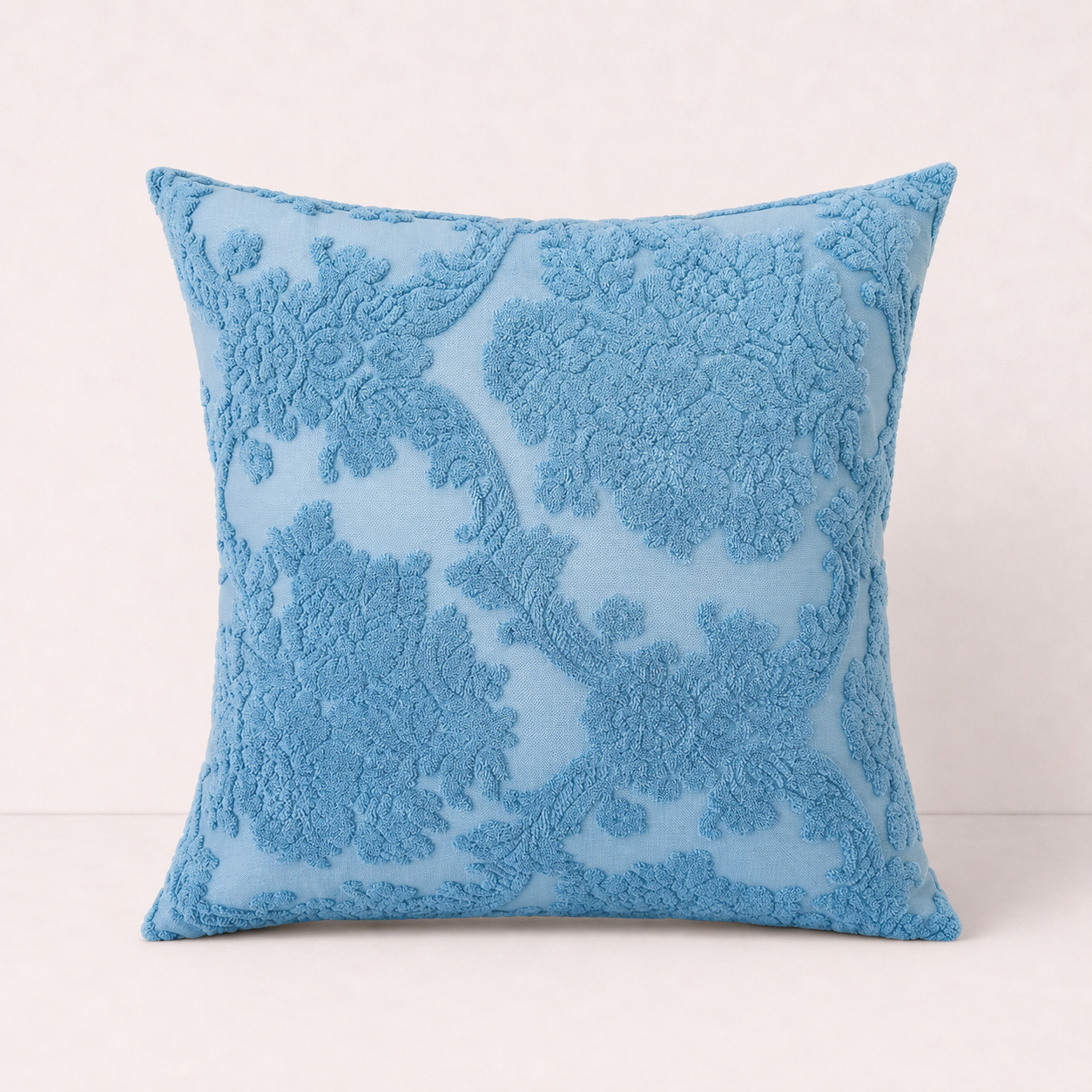 Elegant Jacquard Throw Pillow Cover - Blue