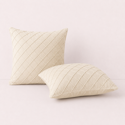 Diamond Grid Throw Pillow Cover - Beige